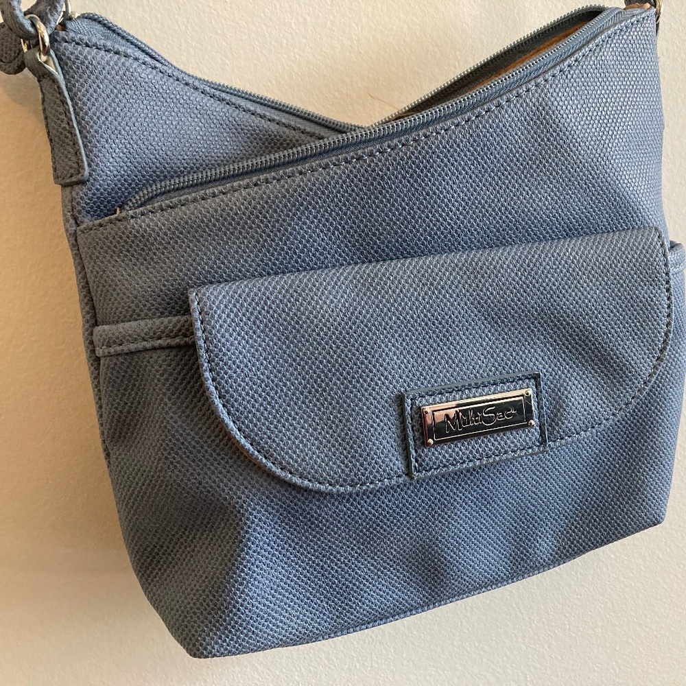 MultiSac Light Blue Crossbody Bag with Front Pocket & Adjustable Strap